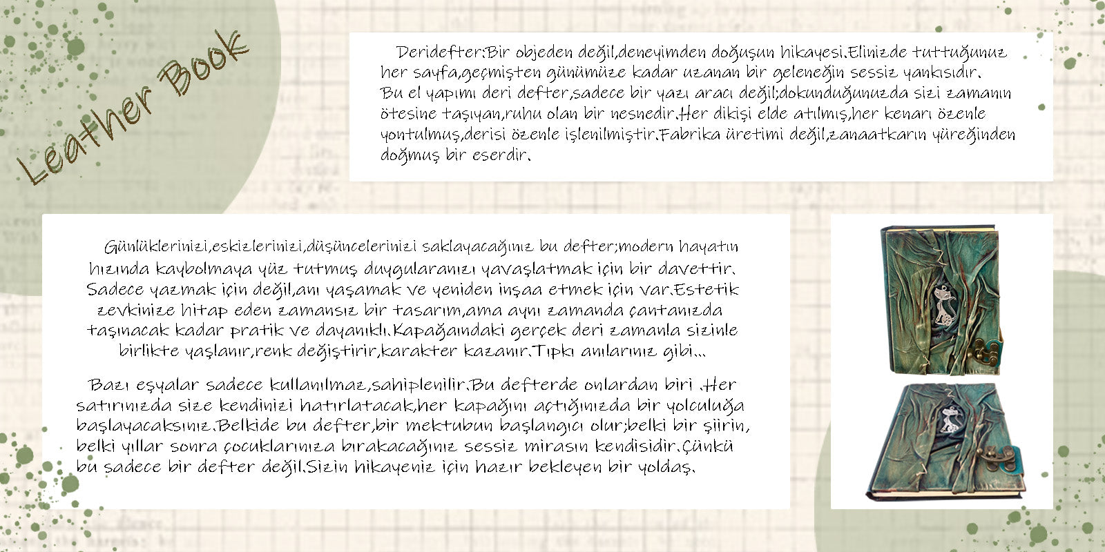 El Yapımı, Kedi Figürlü Doğal Deri Defter – Şık ve Özel