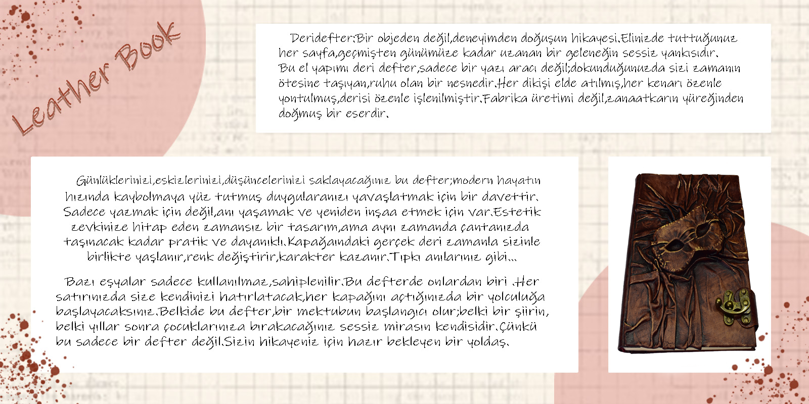 El Yapımı Gizem Figürlü Deri Defter - Özel Tasarım Hatıra Defteri & Mükemmel Hediye Fırsatı - Deri Defter Store